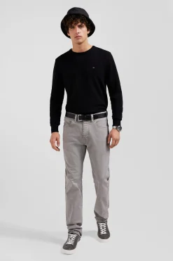 Pantalon 5 poches en coton stretch gris coupe Regular