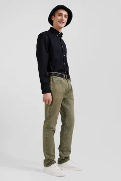Pantalon 5 poches en coton stretch beige coupe Regular