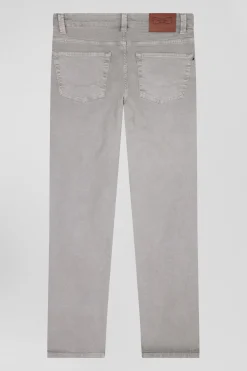 Pantalon 5 poches en coton stretch gris coupe Regular
