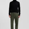 Pantalon à taille élastiquée en coton stretch kaki coupe Modern