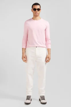 Pantalon à taille élastiquée en coton stretch écru coupe Modern