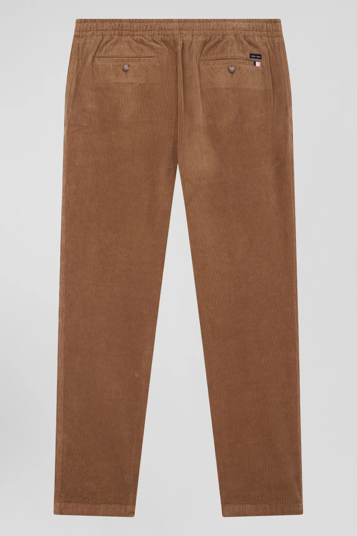 Pantalon à taille élastiquée en coton stretch camel coupe Modern