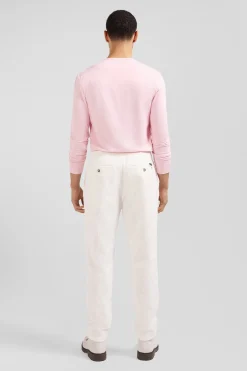 Pantalon à taille élastiquée en coton stretch écru coupe Modern