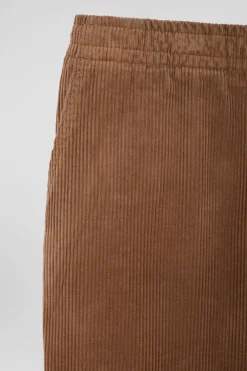 Pantalon à taille élastiquée en coton stretch camel coupe Modern