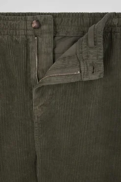 Pantalon à taille élastiquée en coton stretch kaki coupe Modern