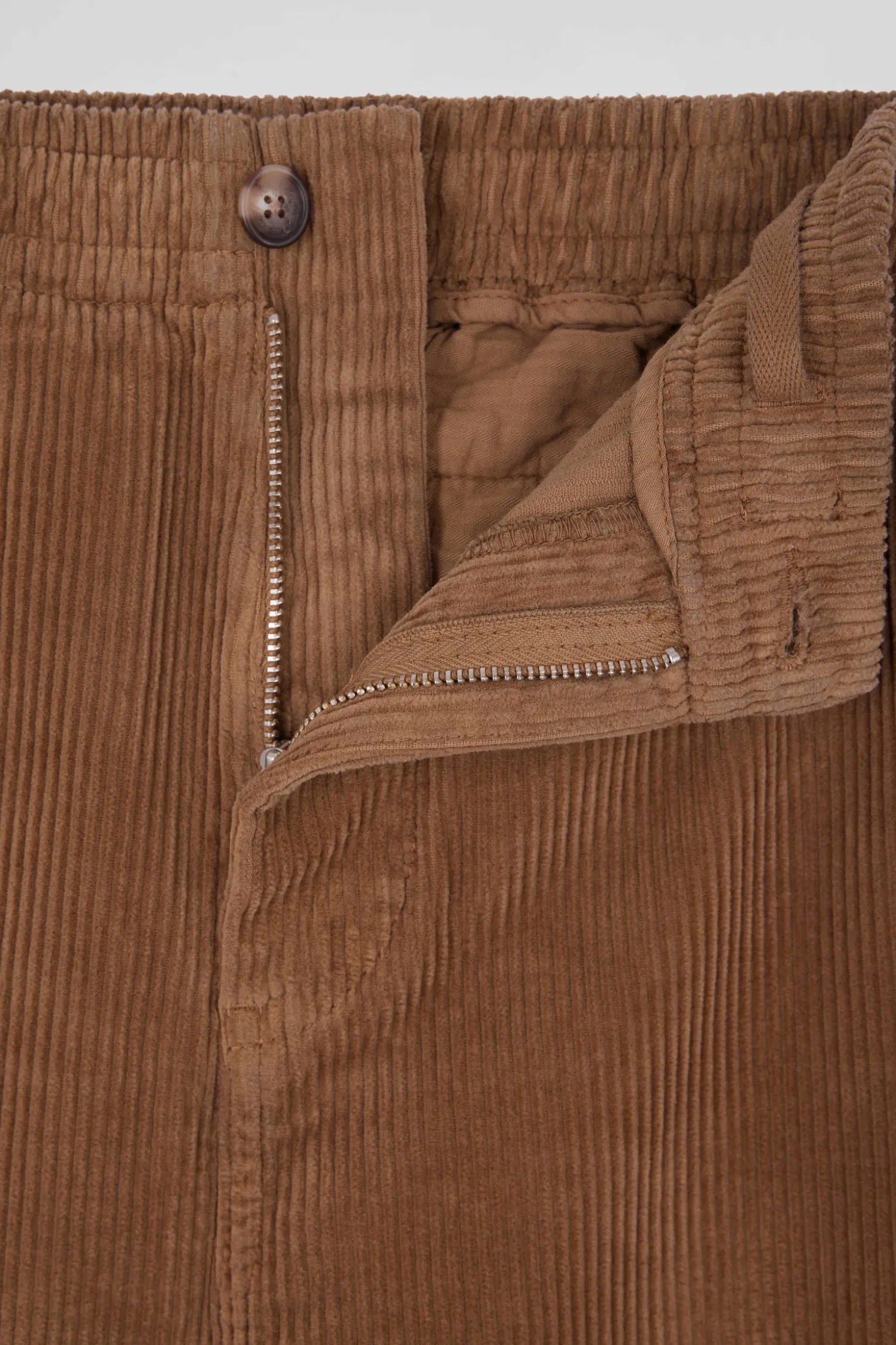 Pantalon à taille élastiquée en coton stretch camel coupe Modern