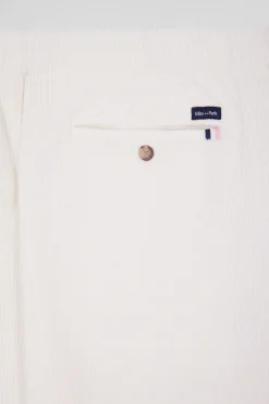 Pantalon à taille élastiquée en coton stretch écru coupe Modern