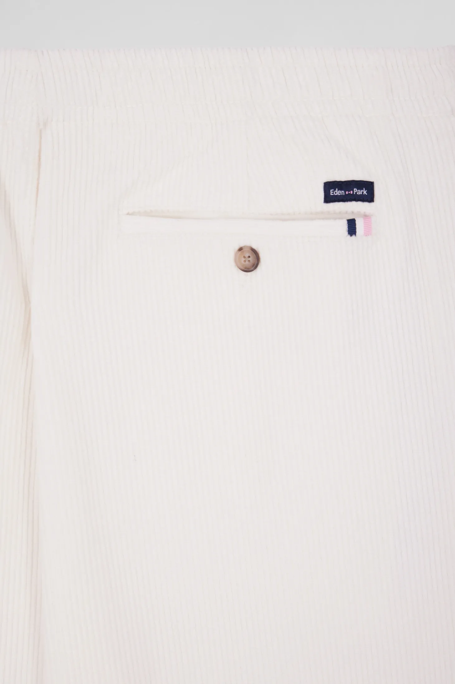 Pantalon à taille élastiquée en coton stretch écru coupe Modern