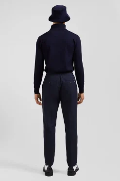 Pantalon bleu marine à taille élastiquée coupe Modern