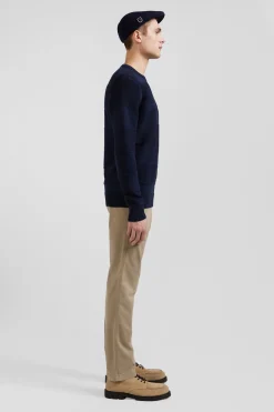 Pantalon chino beige en gabardine de coton stretch coupe Regular