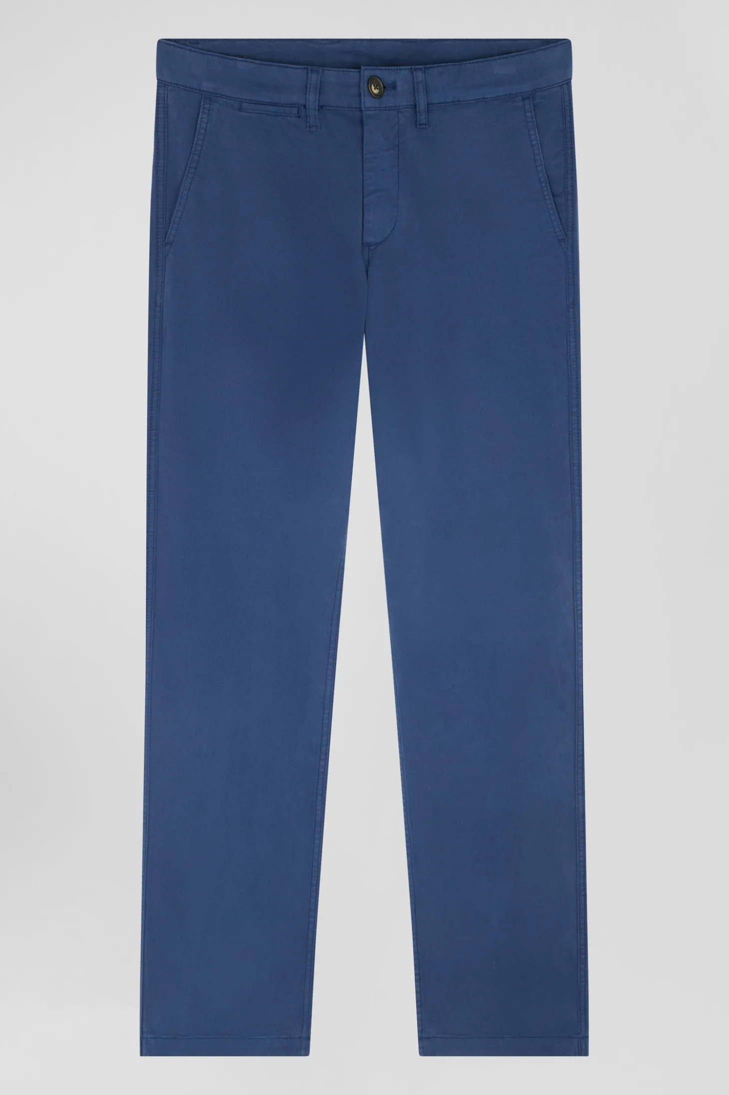 Pantalon chino bleu en gabardine de coton stretch coupe Regular