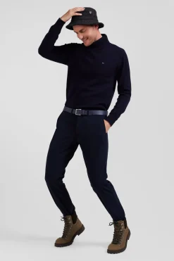 Pantalon chino bleu marine en gabardine de coton stretch coupe Regular