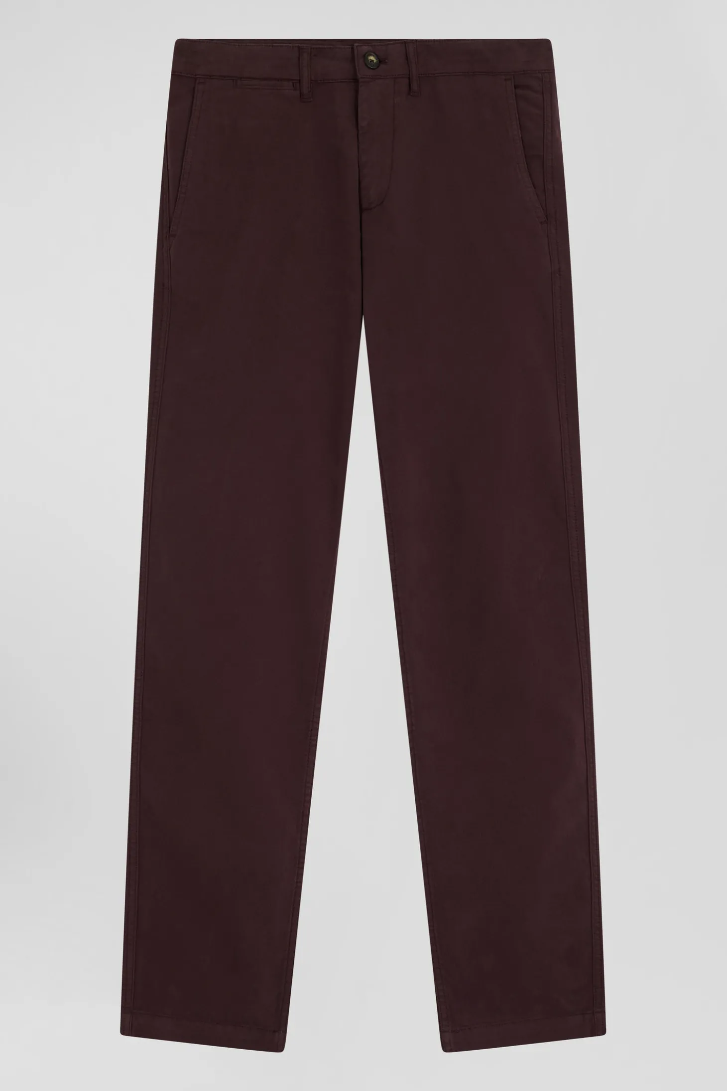 Pantalon chino bordeaux en gabardine de coton stretch coupe Regular