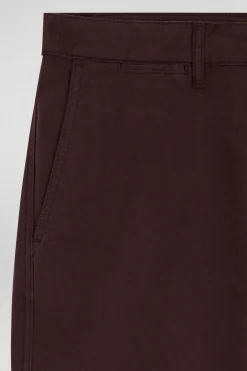Pantalon chino bordeaux en gabardine de coton stretch coupe Regular