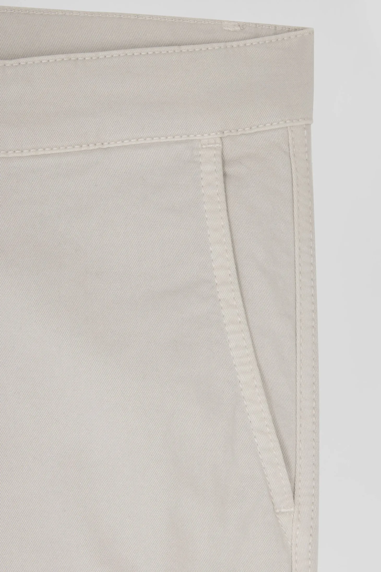 Pantalon chino camel en gabardine de coton stretch coupe Regular