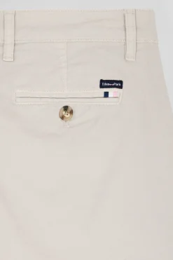 Pantalon chino camel en gabardine de coton stretch coupe Regular