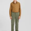 Pantalon chino en coton stretch camel coupe Regular