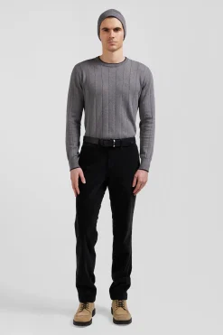 Pantalon chino en coton velours stretch kaki coupe Regular
