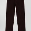 Pantalon chino en coton velours stretch bordeaux coupe Regular