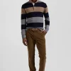 Pantalon chino en coton velours stretch camel coupe Regular