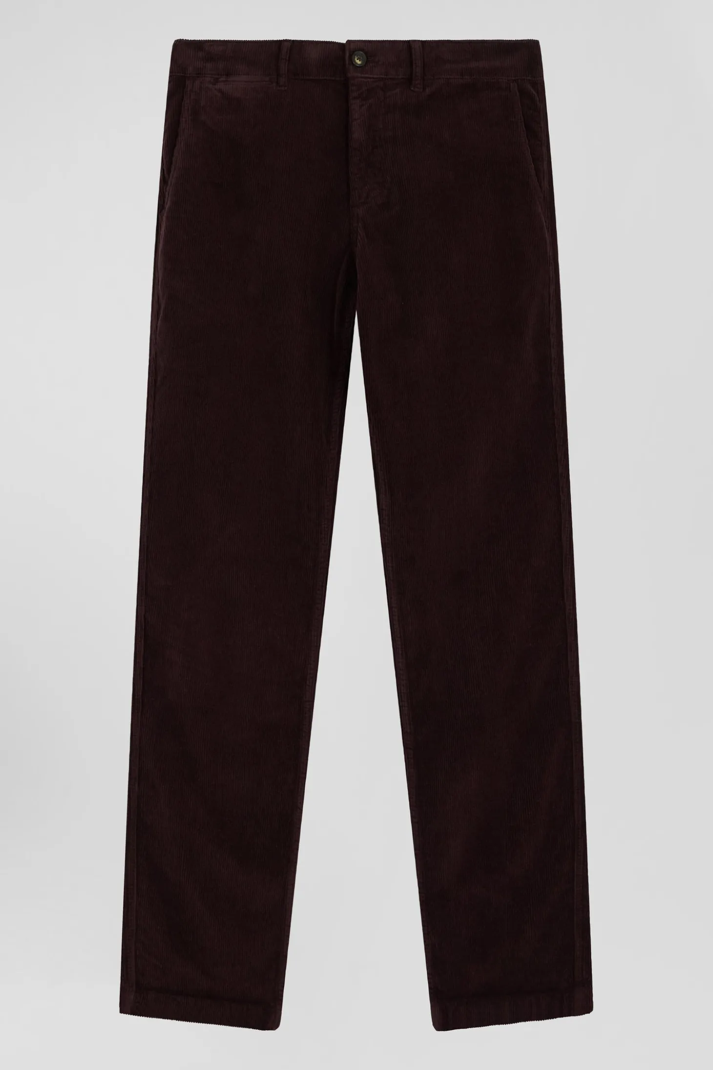 Pantalon chino en coton velours stretch bordeaux coupe Regular