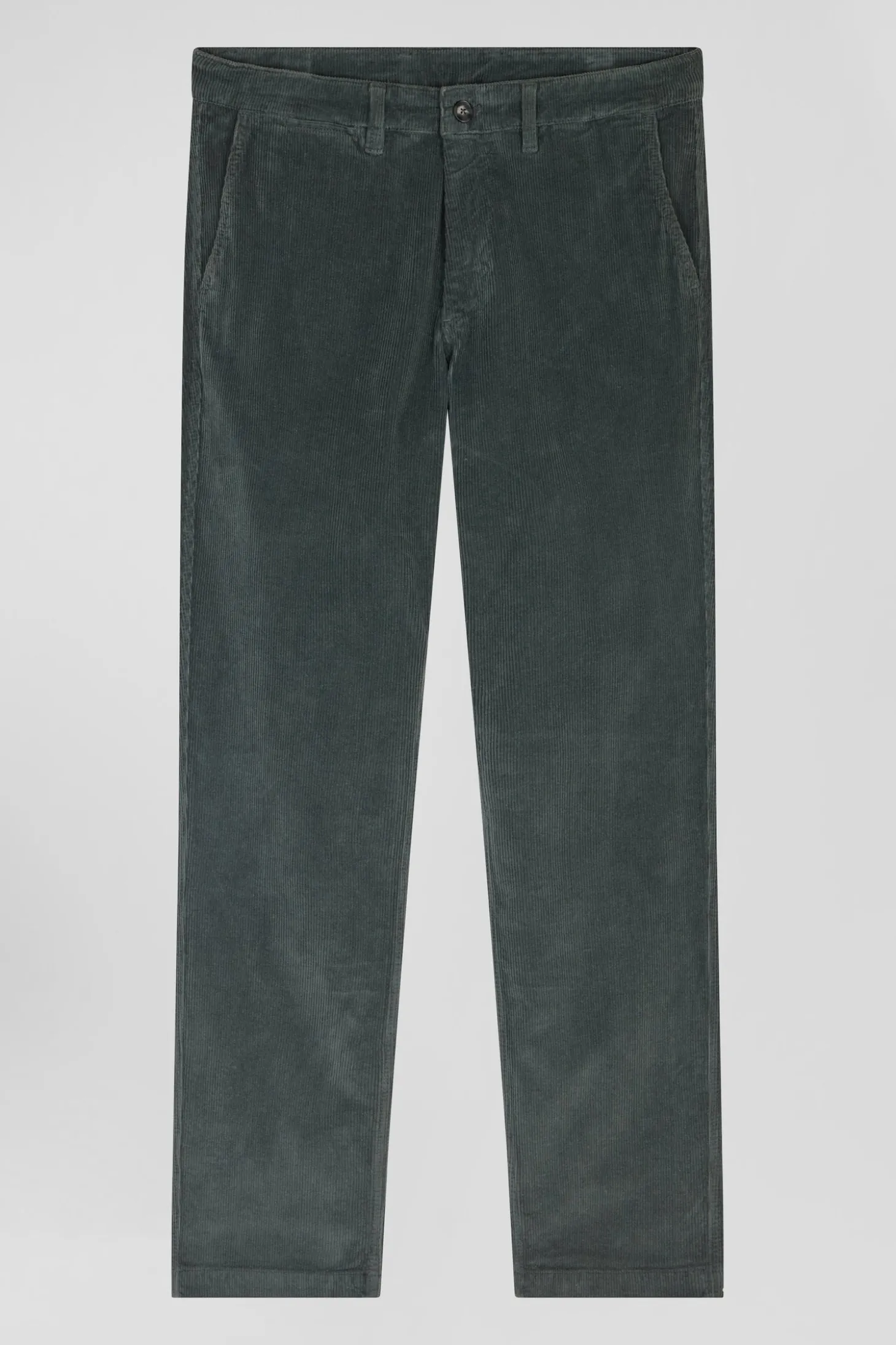 Pantalon chino en coton velours stretch gris coupe Regular