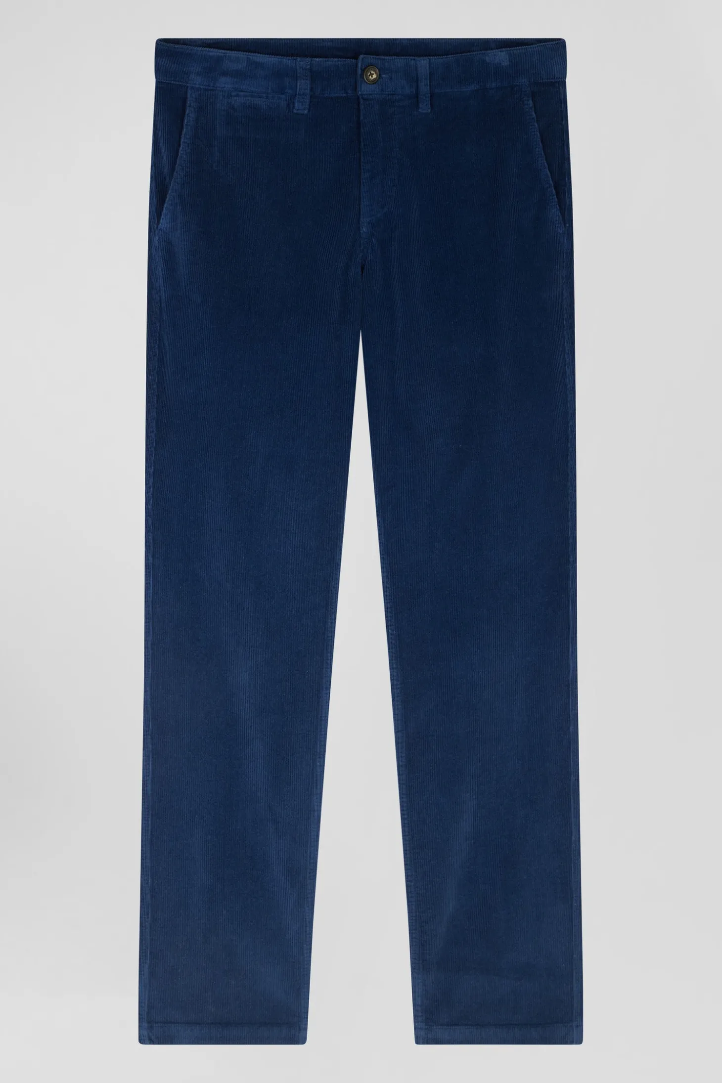 Pantalon chino en coton velours stretch bleu coupe Regular
