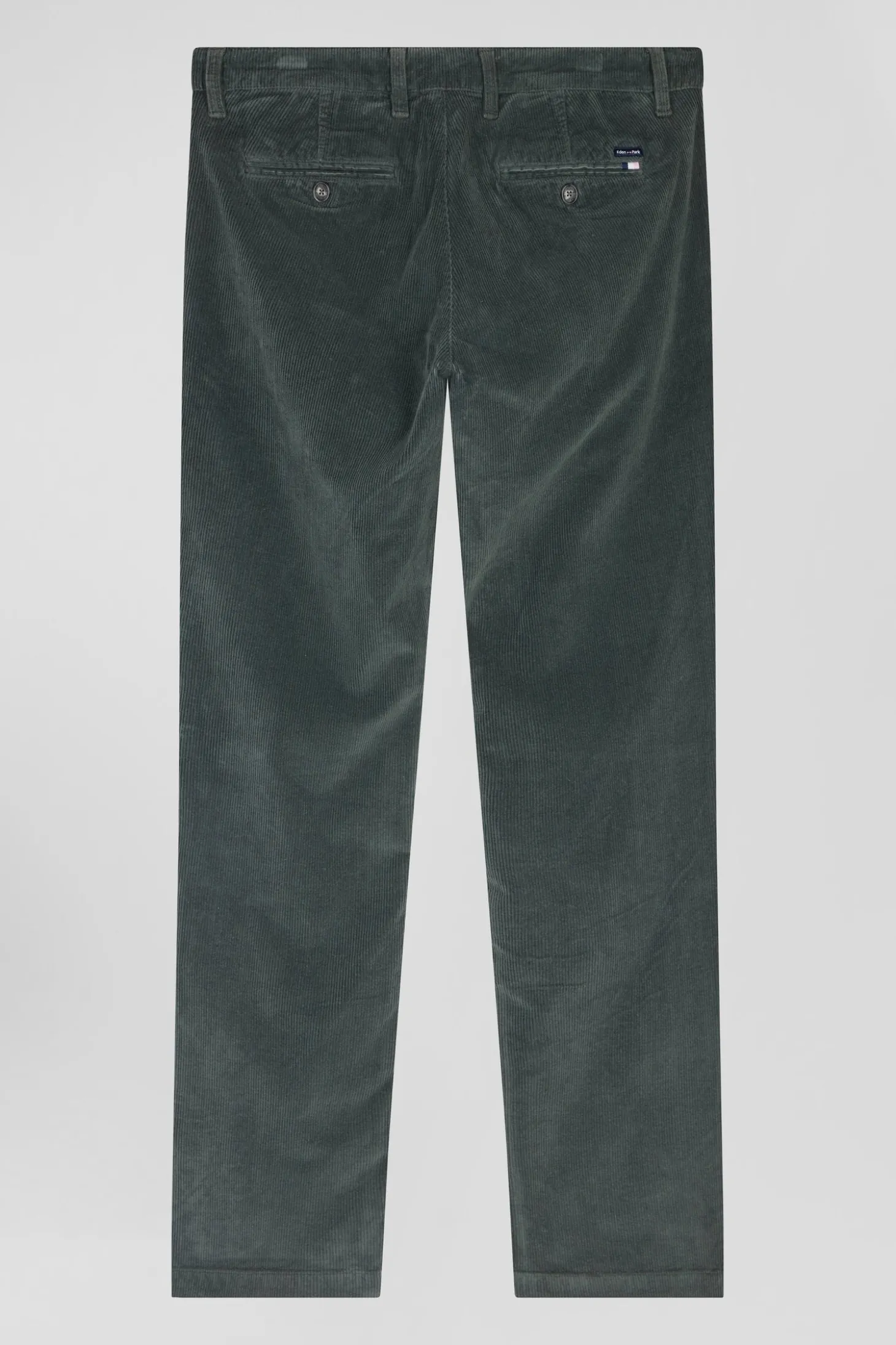 Pantalon chino en coton velours stretch gris coupe Regular