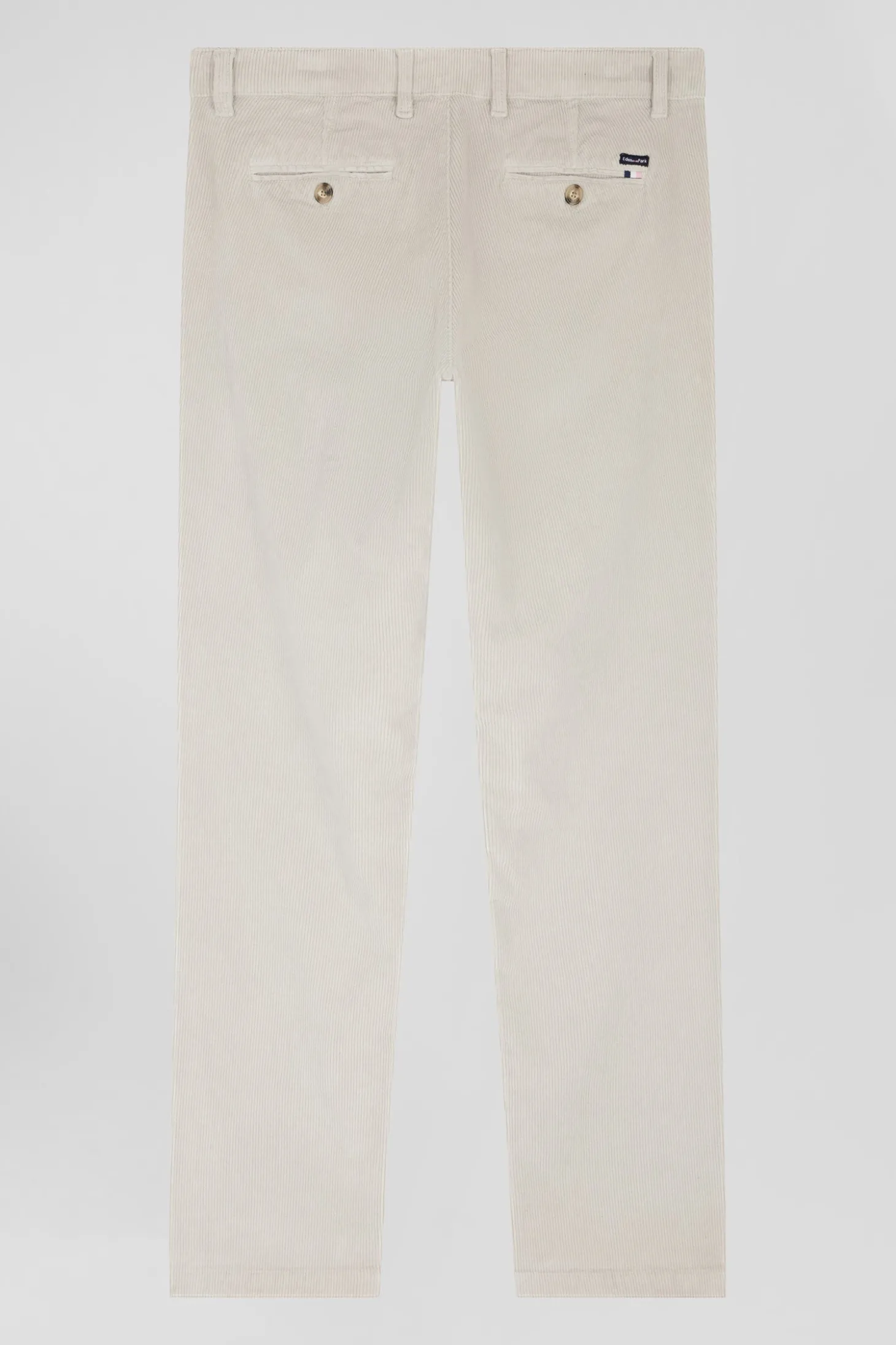 Pantalon chino en coton velours stretch écru coupe Regular