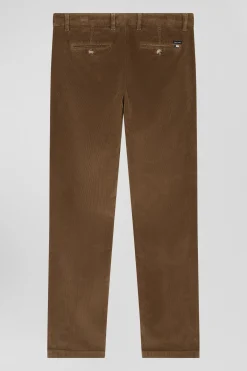 Pantalon chino en coton velours stretch camel coupe Regular