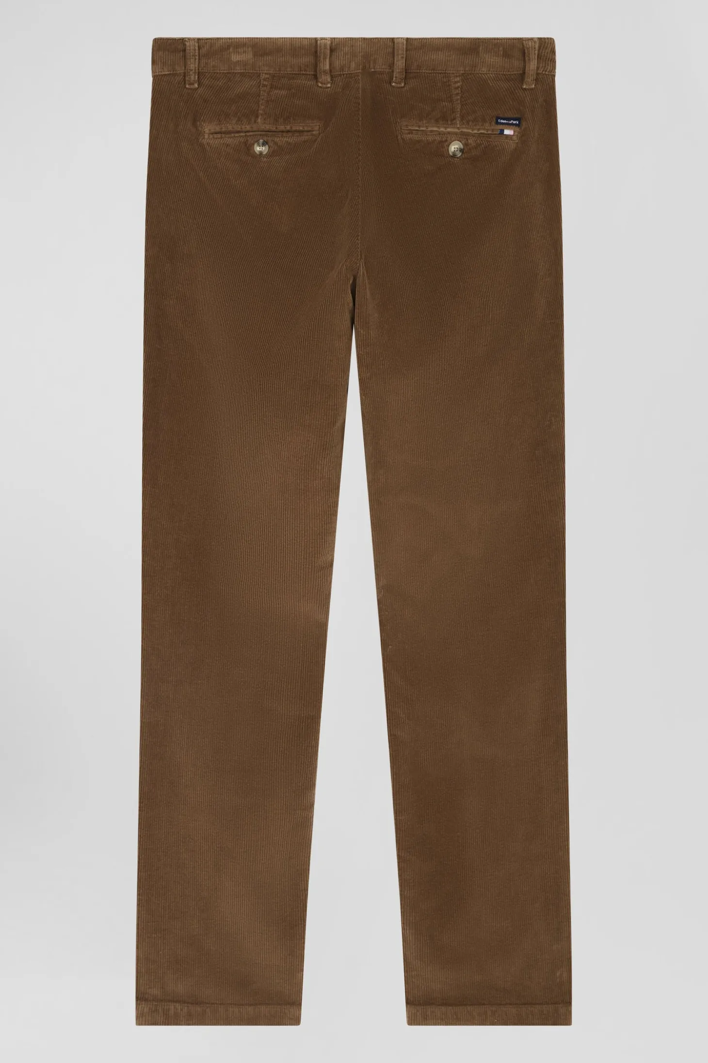 Pantalon chino en coton velours stretch camel coupe Regular