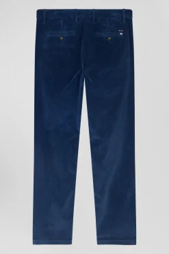 Pantalon chino en coton velours stretch bleu coupe Regular