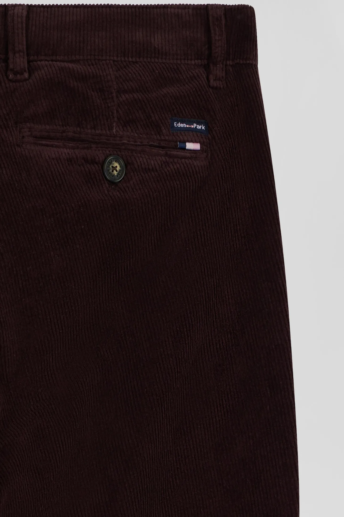 Pantalon chino en coton velours stretch bordeaux coupe Regular