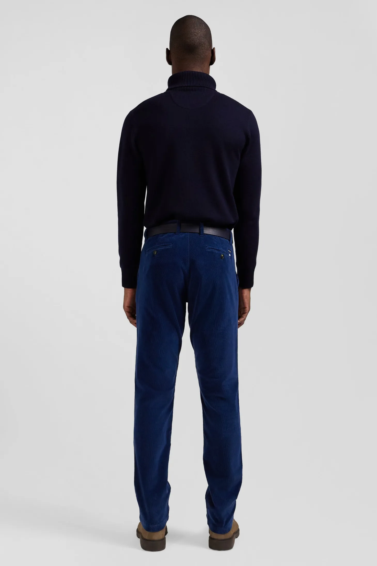 Pantalon chino en coton velours stretch bleu coupe Regular