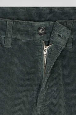Pantalon chino en coton velours stretch gris coupe Regular