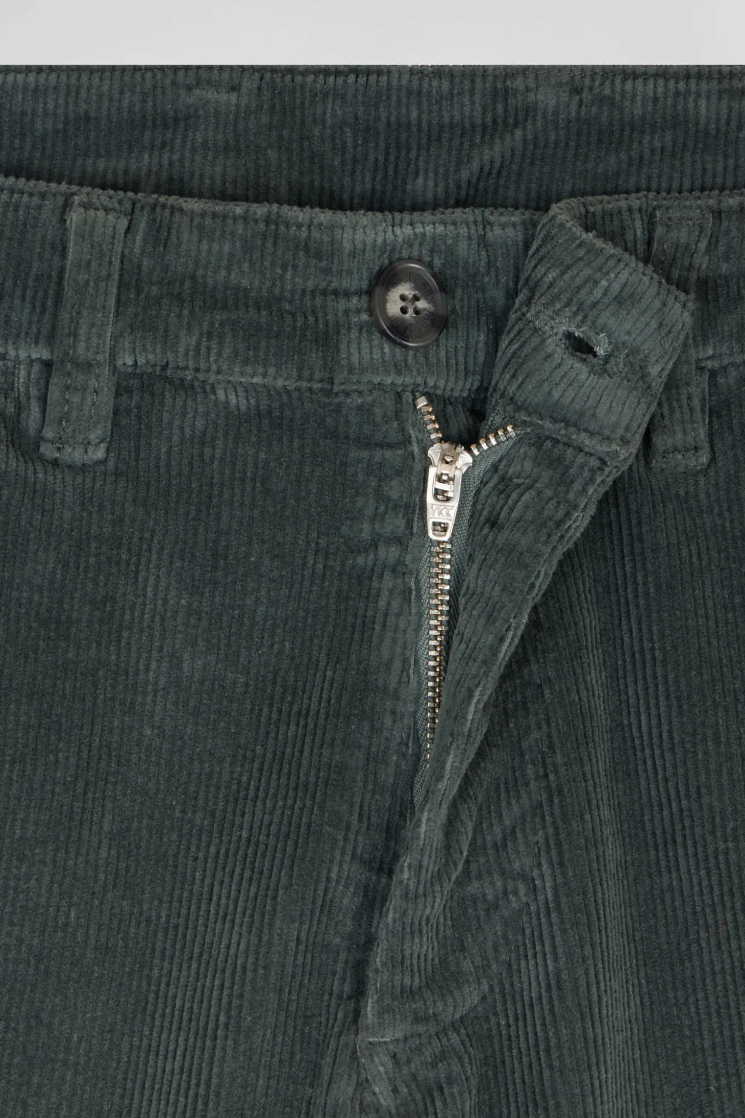 Pantalon chino en coton velours stretch gris coupe Regular