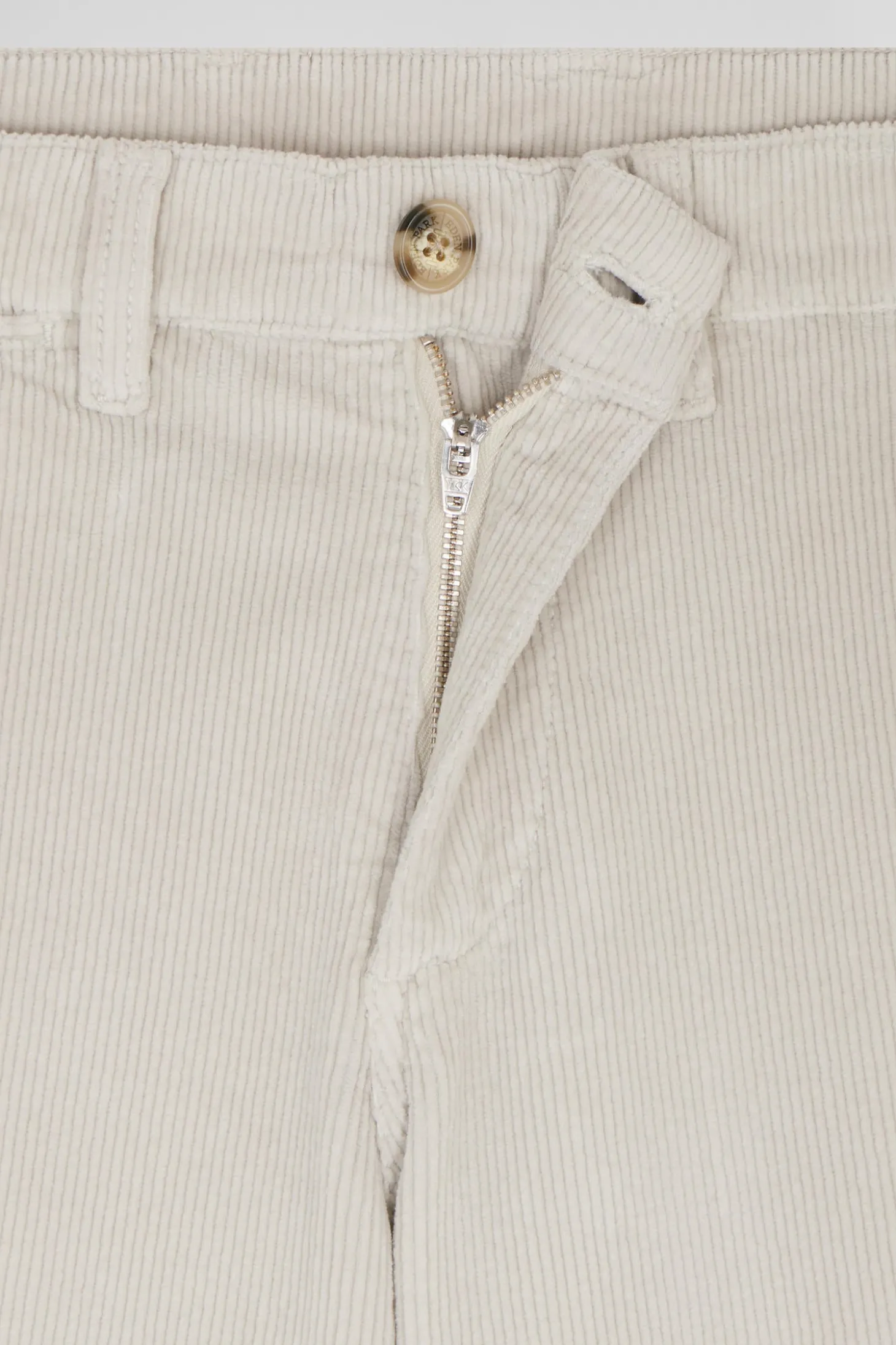 Pantalon chino en coton velours stretch écru coupe Regular