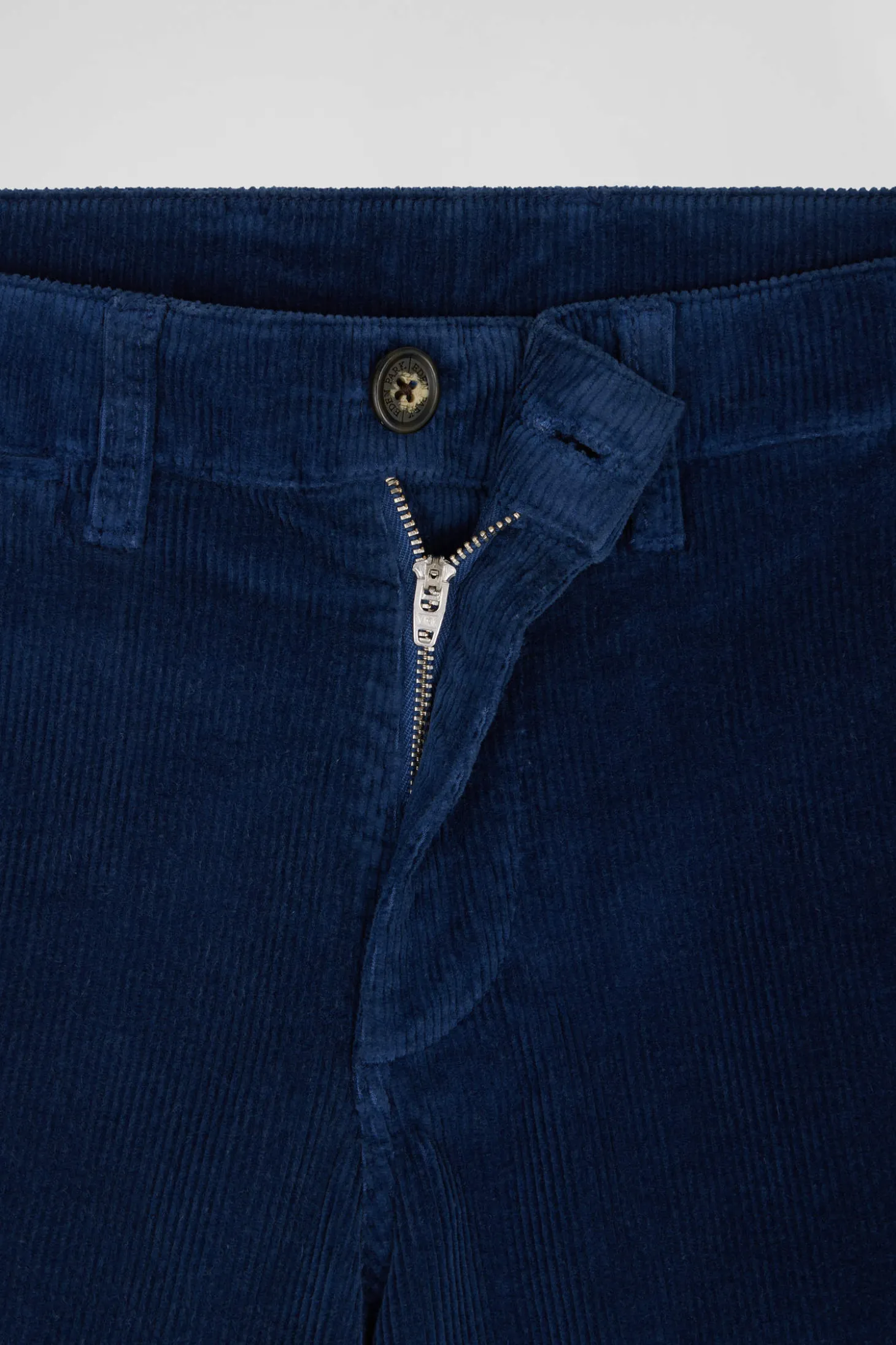 Pantalon chino en coton velours stretch bleu coupe Regular