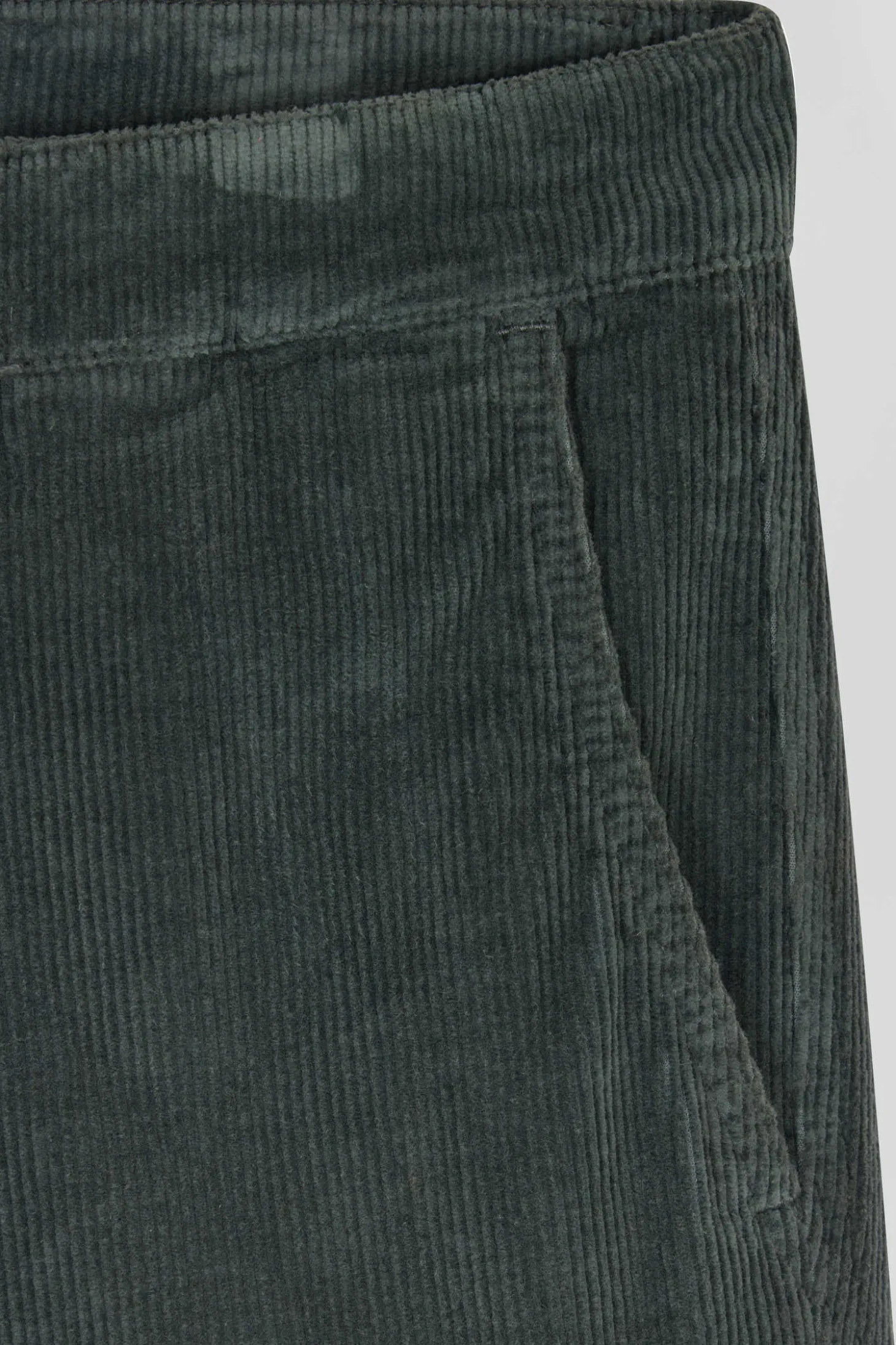 Pantalon chino en coton velours stretch gris coupe Regular