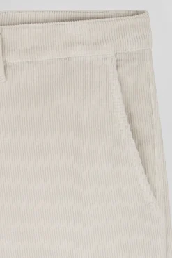 Pantalon chino en coton velours stretch écru coupe Regular
