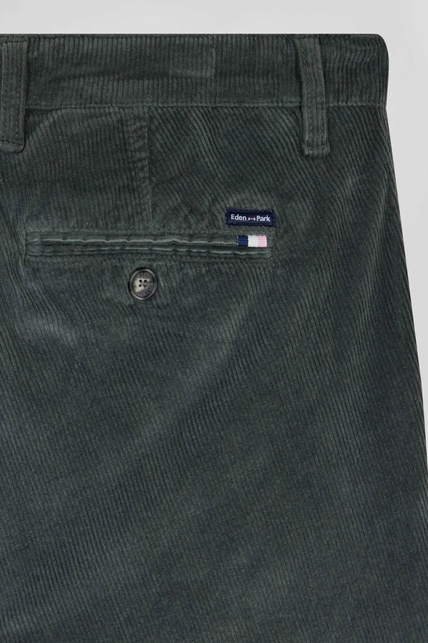 Pantalon chino en coton velours stretch gris coupe Regular