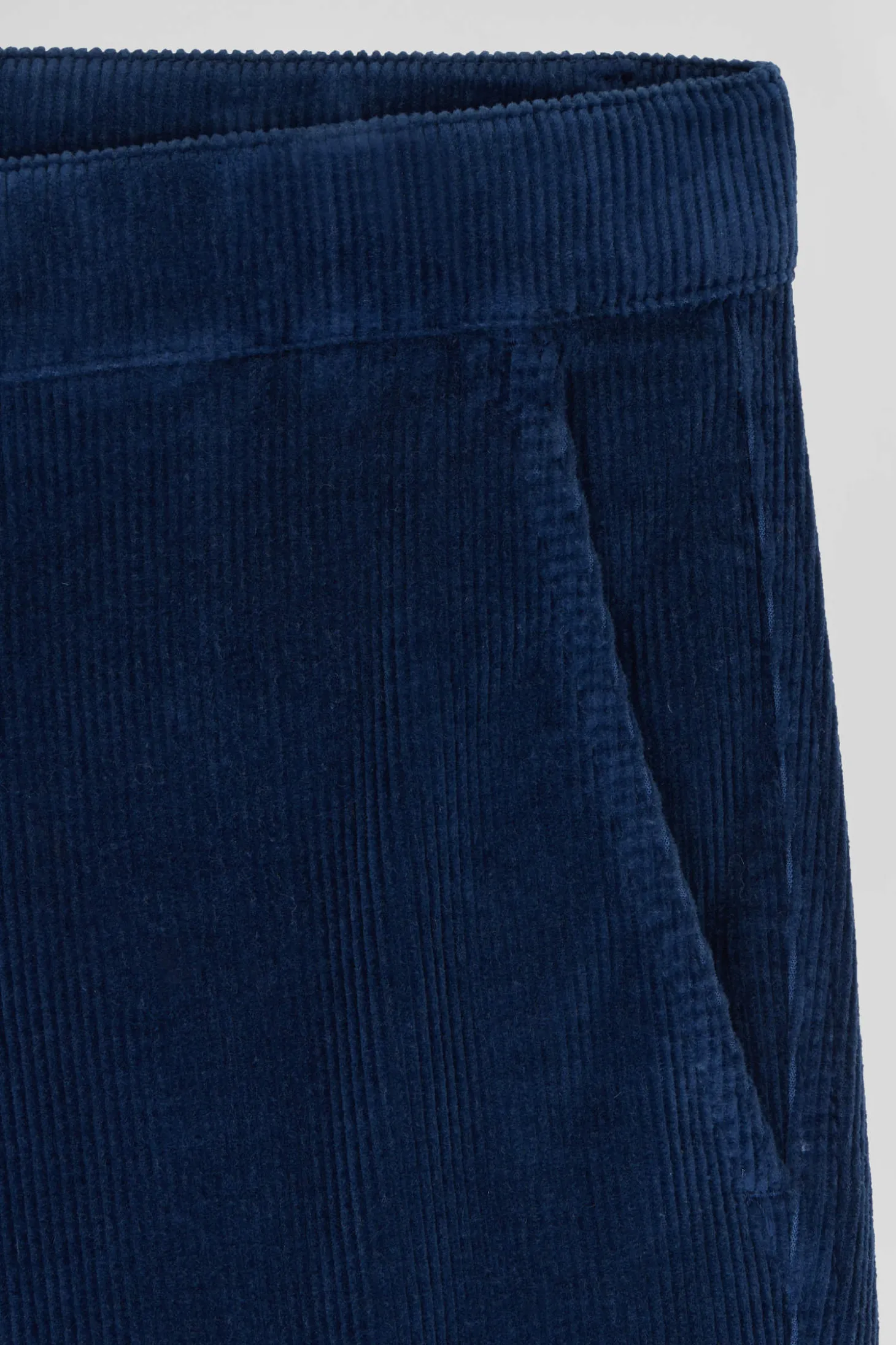 Pantalon chino en coton velours stretch bleu coupe Regular