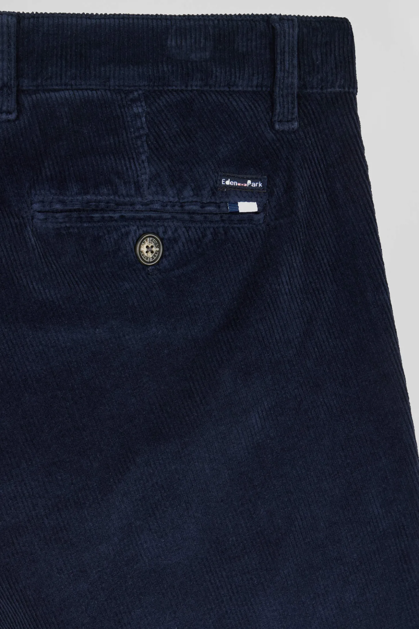 Pantalon chino en coton velours stretch marine coupe Regular