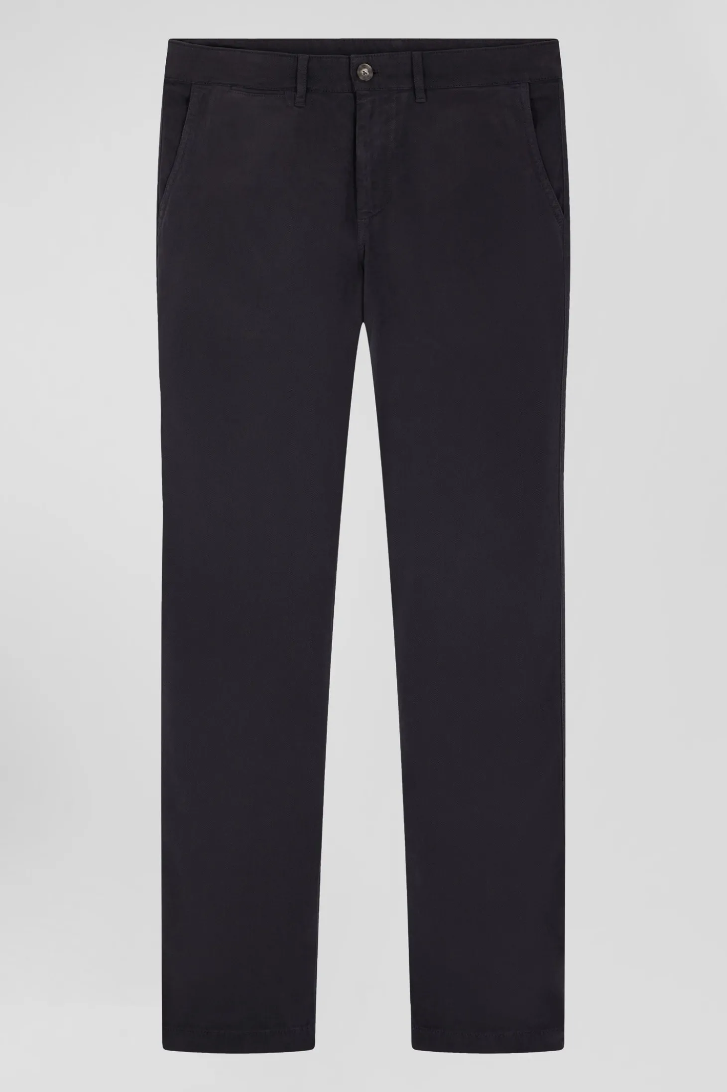 Pantalon chino en piqué de coton stretch et modal gris coupe Regular