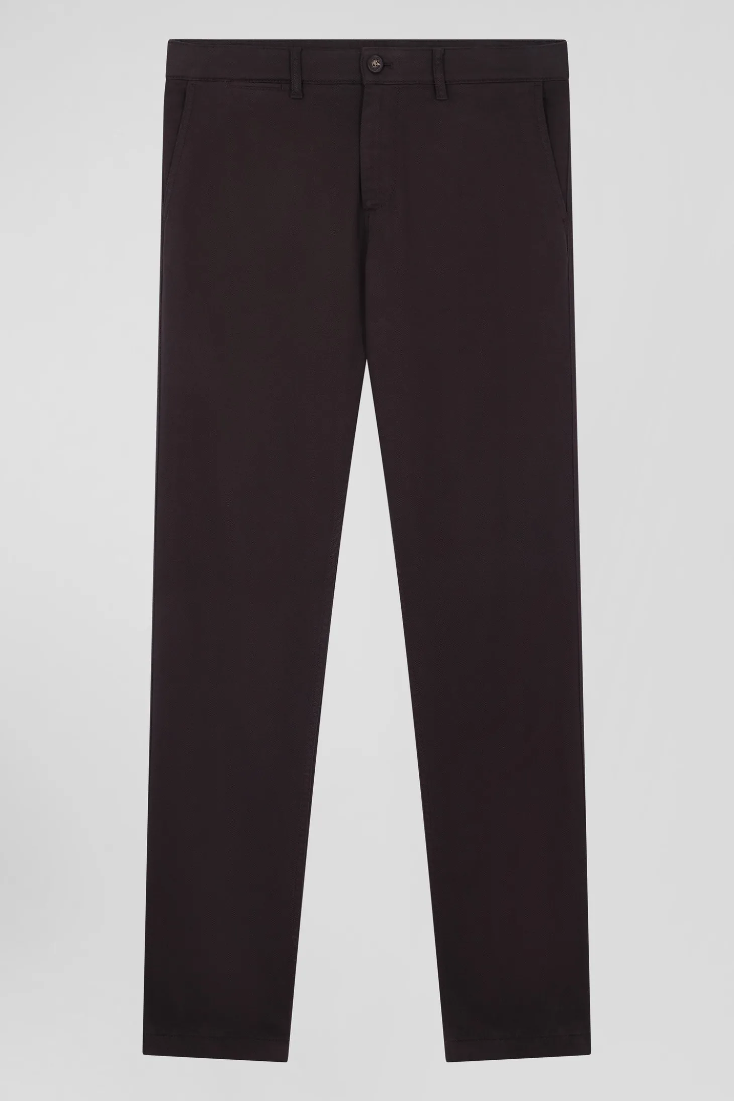 Pantalon chino en piqué de coton stretch et modal brun coupe Regular