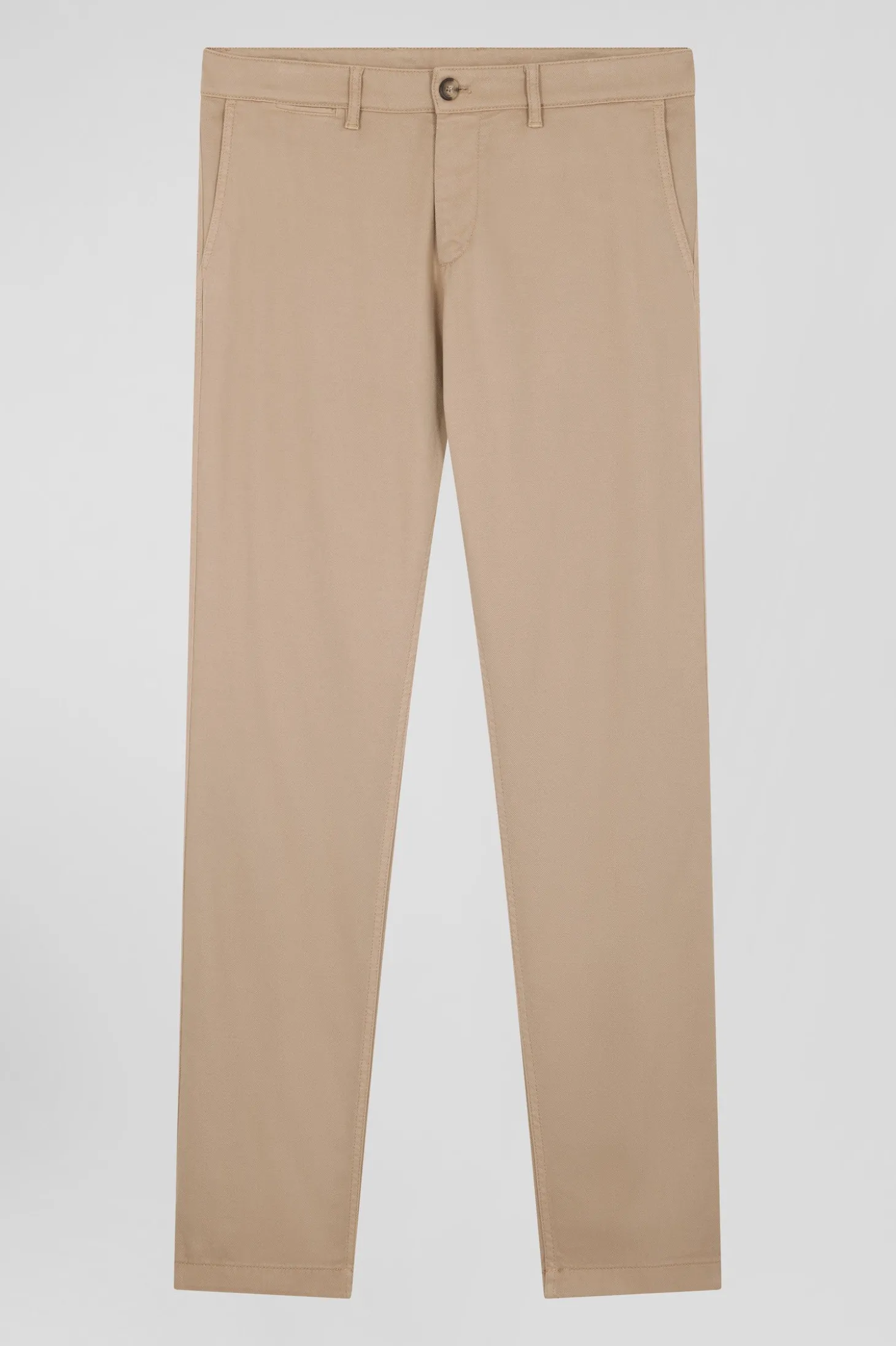 Pantalon chino en piqué de coton stretch et modal chanvre coupe Regular