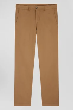 Pantalon chino en piqué de coton stretch et modal beige coupe Regular