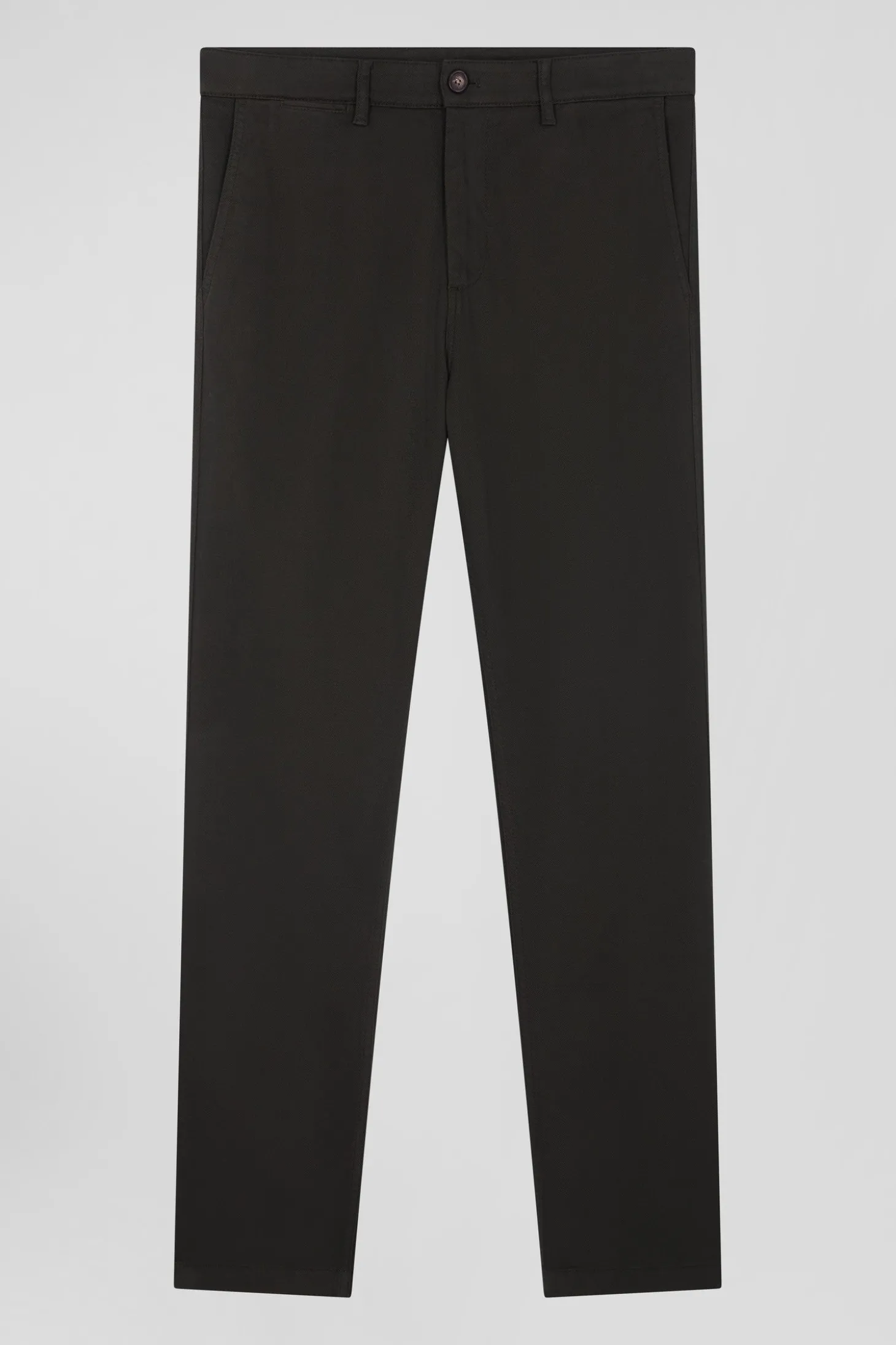 Pantalon chino en piqué de coton stretch et modal kaki coupe Regular