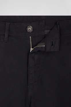 Pantalon chino en piqué de coton stretch et modal gris coupe Regular