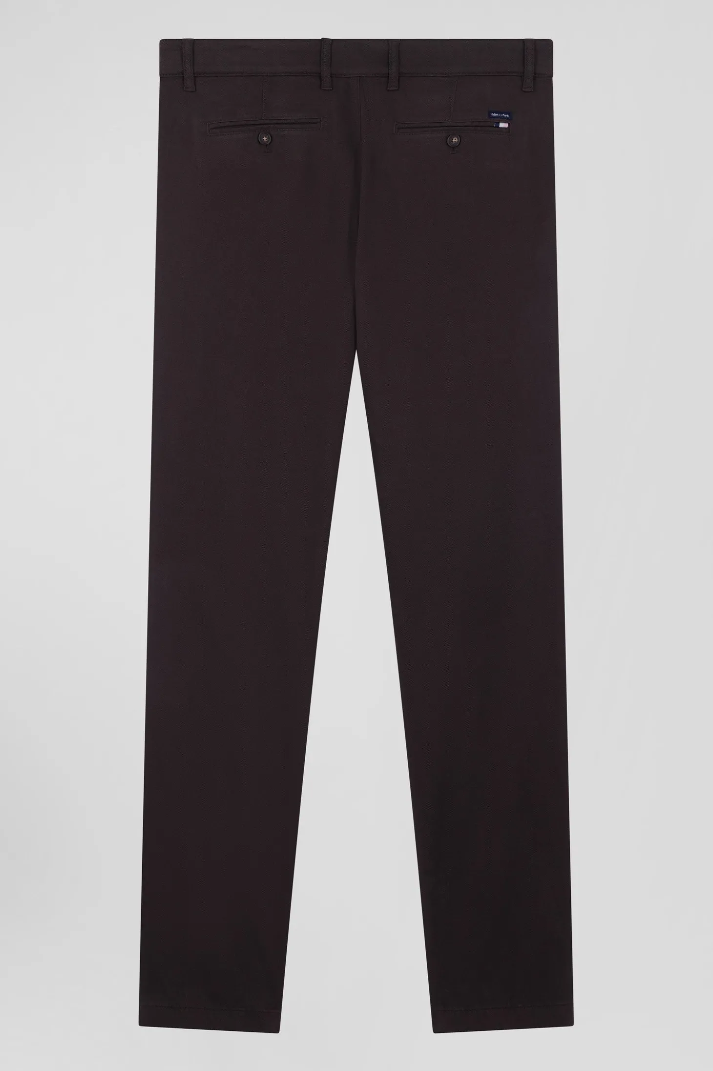 Pantalon chino en piqué de coton stretch et modal brun coupe Regular